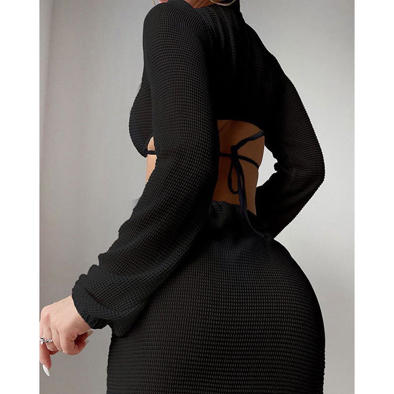 Robe de plage pour femmes avec découpe raffinée et manches longues R&B