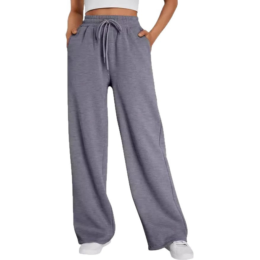 Pantalon de lounge large pour femmes avec taille élastique haute, cordon de serrage réglable et silhouette palazzo fluide Echo Archiv