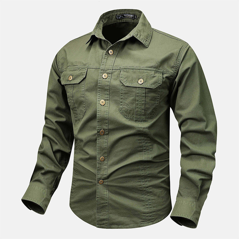 Chemise en toile robuste pour hommes avec poches poitrine doubles et boutonnière intégrale Echo Archiv