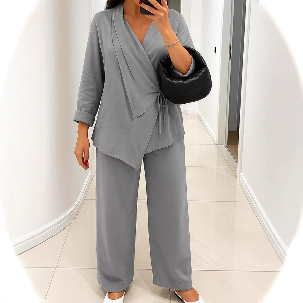 Ensemble Chemise et Pantalon en Lin Décontracté pour Femmes R&B