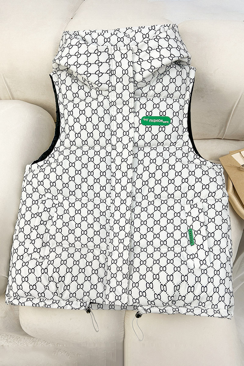 Gilet à capuche matelassé pour femmes avec impression logo intégrale, isolation rembourrée, ourlet ajustable et poches zippées dissimulées Echo Archiv