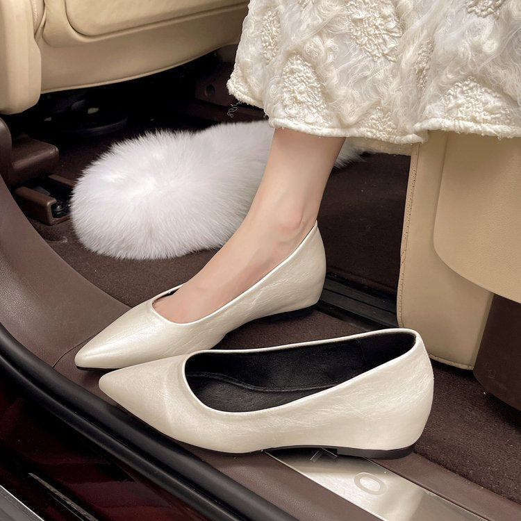 Ballerines pointues pour femmes à la mode en cuir de haute qualité R&B