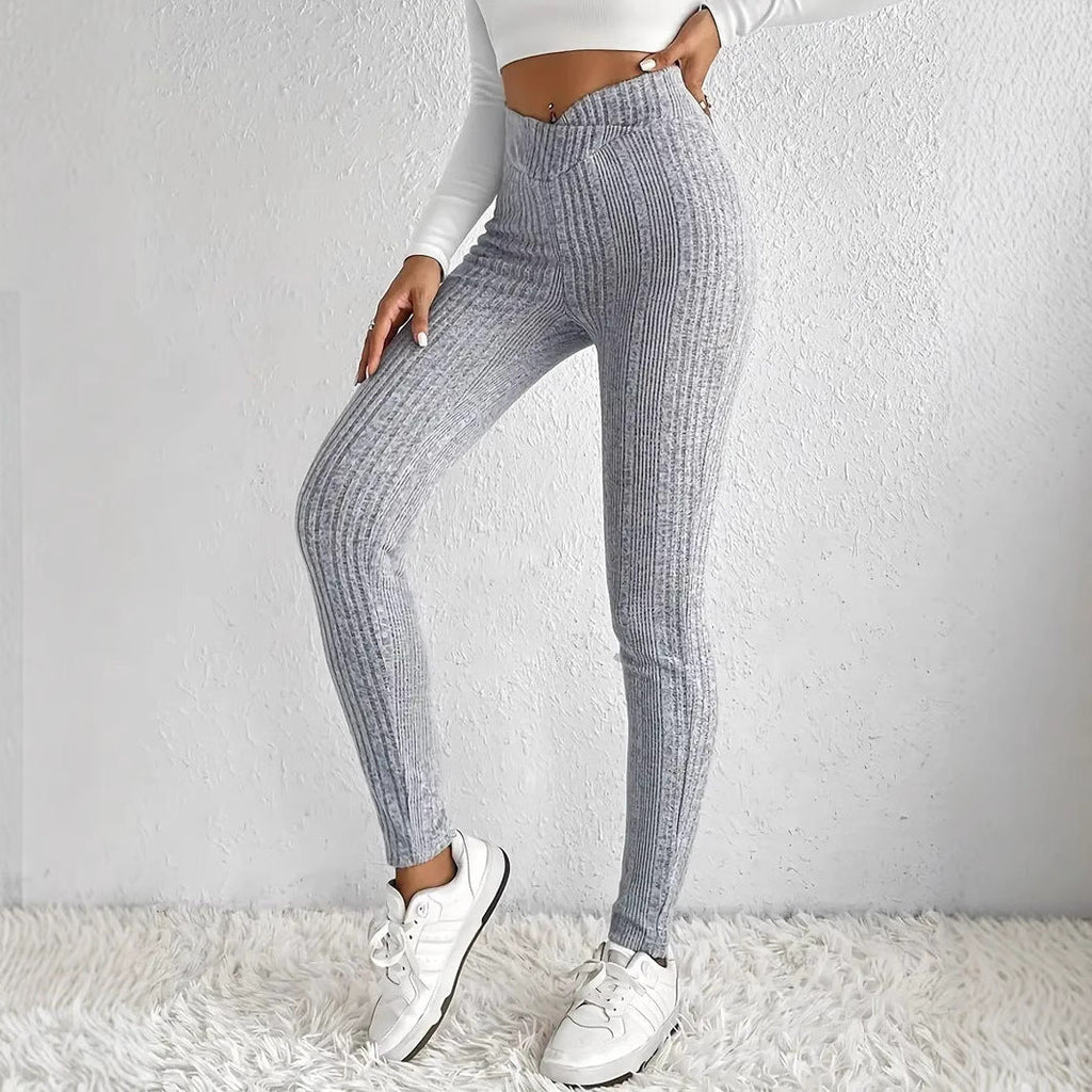 Leggings en maille côtelée taille haute pour femmes avec coupe sculptante Echoarchiv