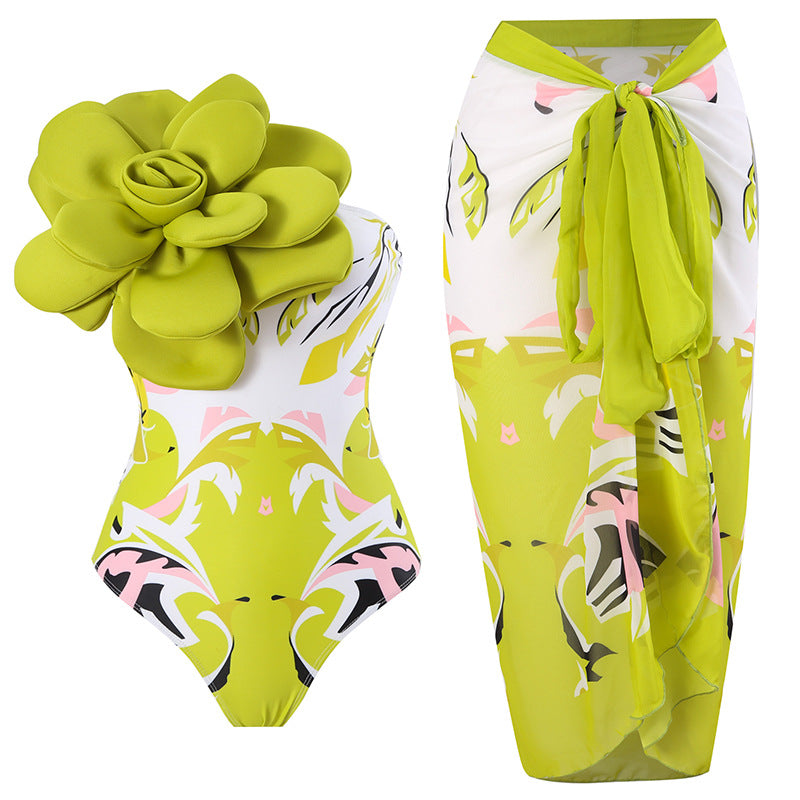 Maillot de bain élégant pour femmes avec détail floral et tunique de plage transparente Echo Archiv