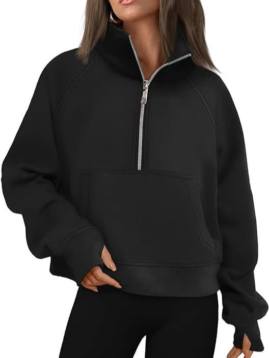 Sweatshirt oversized pour femmes avec demi-zip, poche kangourou et trous pour les pouces Echo Archiv