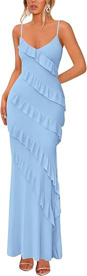 Robe maxi femme avec volants et bretelles spaghetti R&B