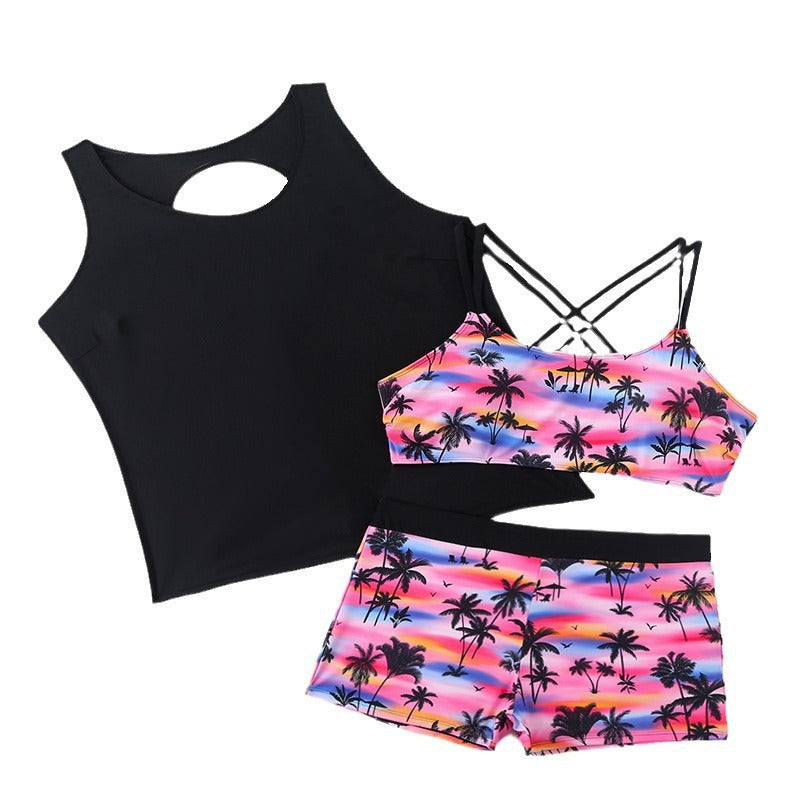 Ensemble de Tankini Sportif pour Femmes avec Découpe Décorative R&B