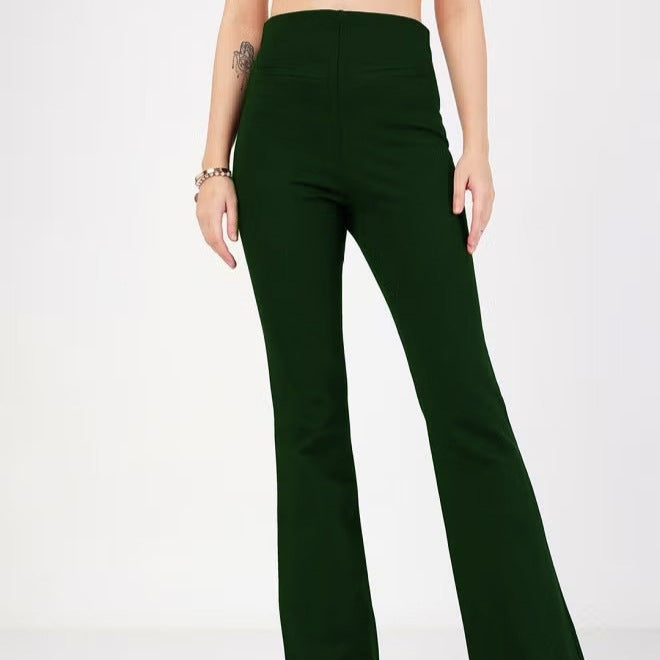 Pantalon Bootcut Stretch Taille Haute Femme avec Effet Sculptant sur les Cuisses et Pattes Évasées