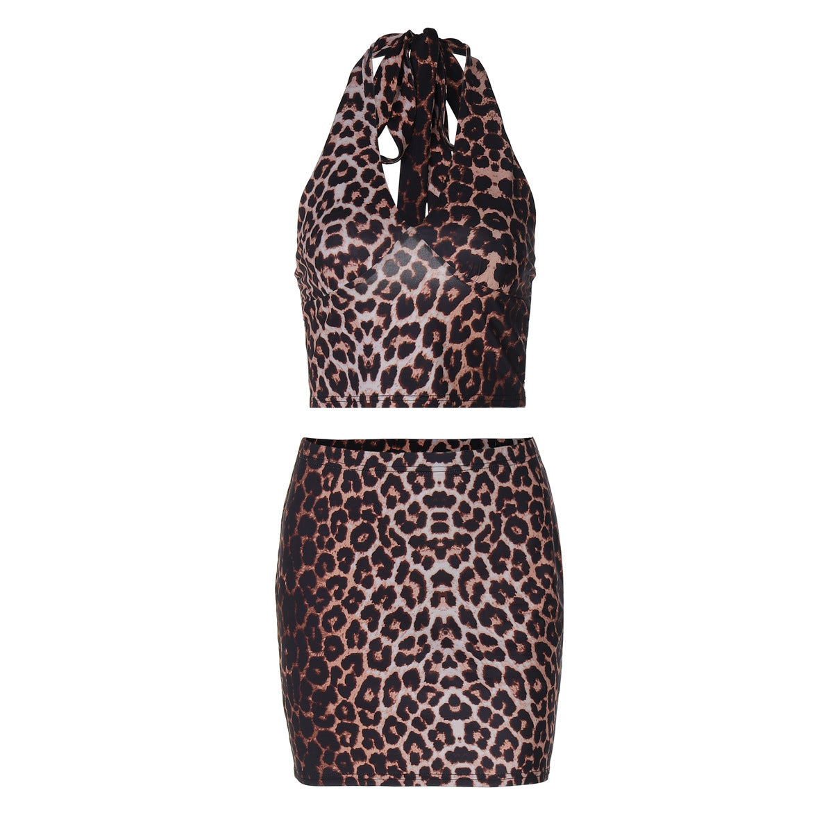 Ensemble Crop Top et Mini Jupe à Motif Léopard pour Femmes - Heidi Mode
