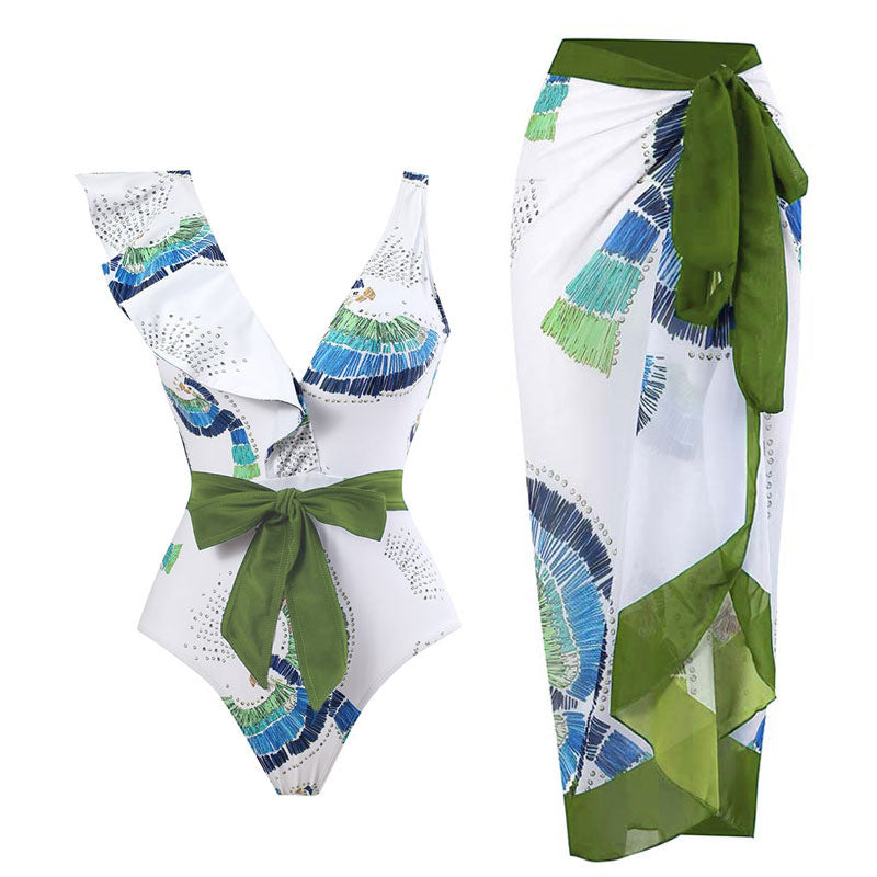 Maillot de bain une pièce élégant pour femmes avec détails en volants floraux Echo Archiv