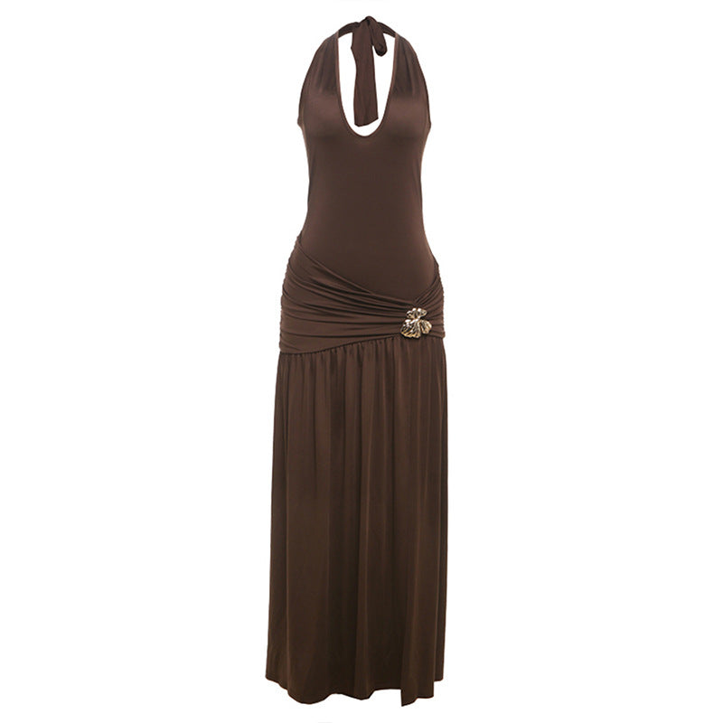 Robe Maxi Élégante pour Femmes avec Drapés Raffinés et Détail Décoratif Heidi-Mode