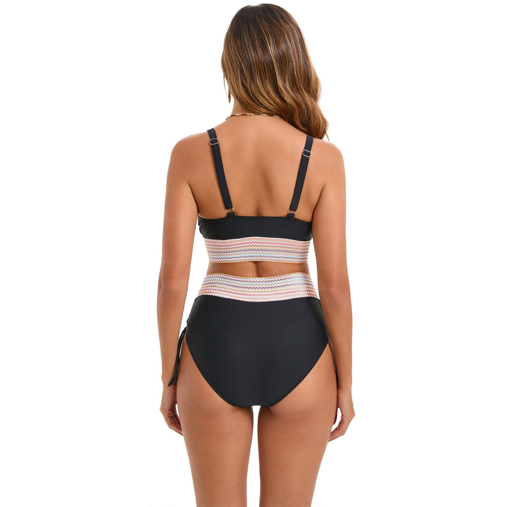 Ensemble de bikini taille haute pour femmes avec détails tendance en lacets R&B