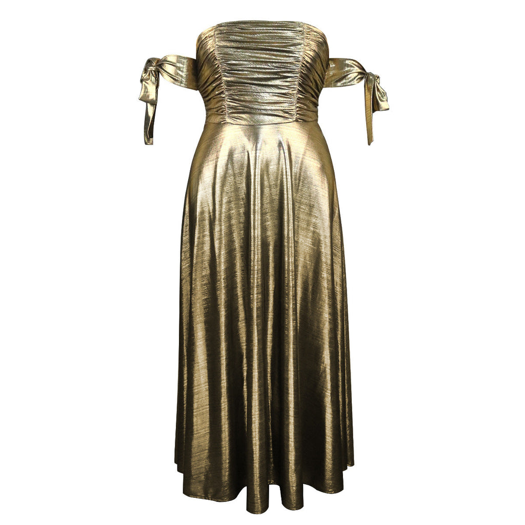 Robe de soirée glamour pour femmes avec design décolleté et élégantes fronces R&B