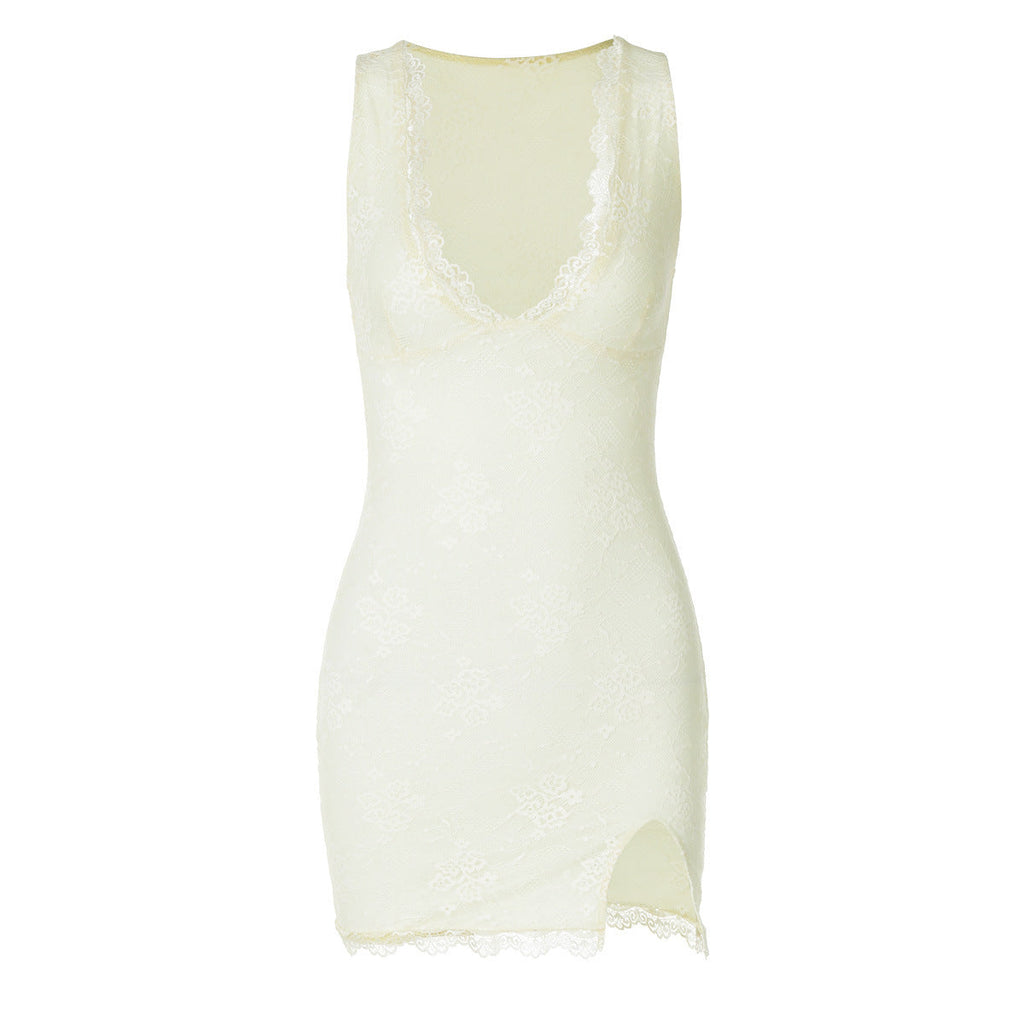 Robe en dentelle flatteuse pour femmes avec décolleté en V et détails délicats Heidi-Mode