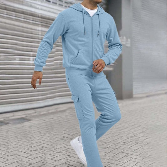Ensemble de sweat à zip athlétique pour hommes avec pantalon de jogging cargo, coutures ergonomiques et bords côtelés Echo Archiv