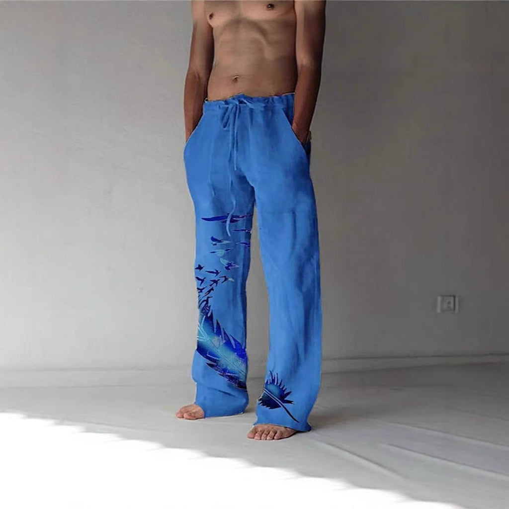 Pantalon d'été confortable pour femmes avec un design unique de plumes Echoarchiv