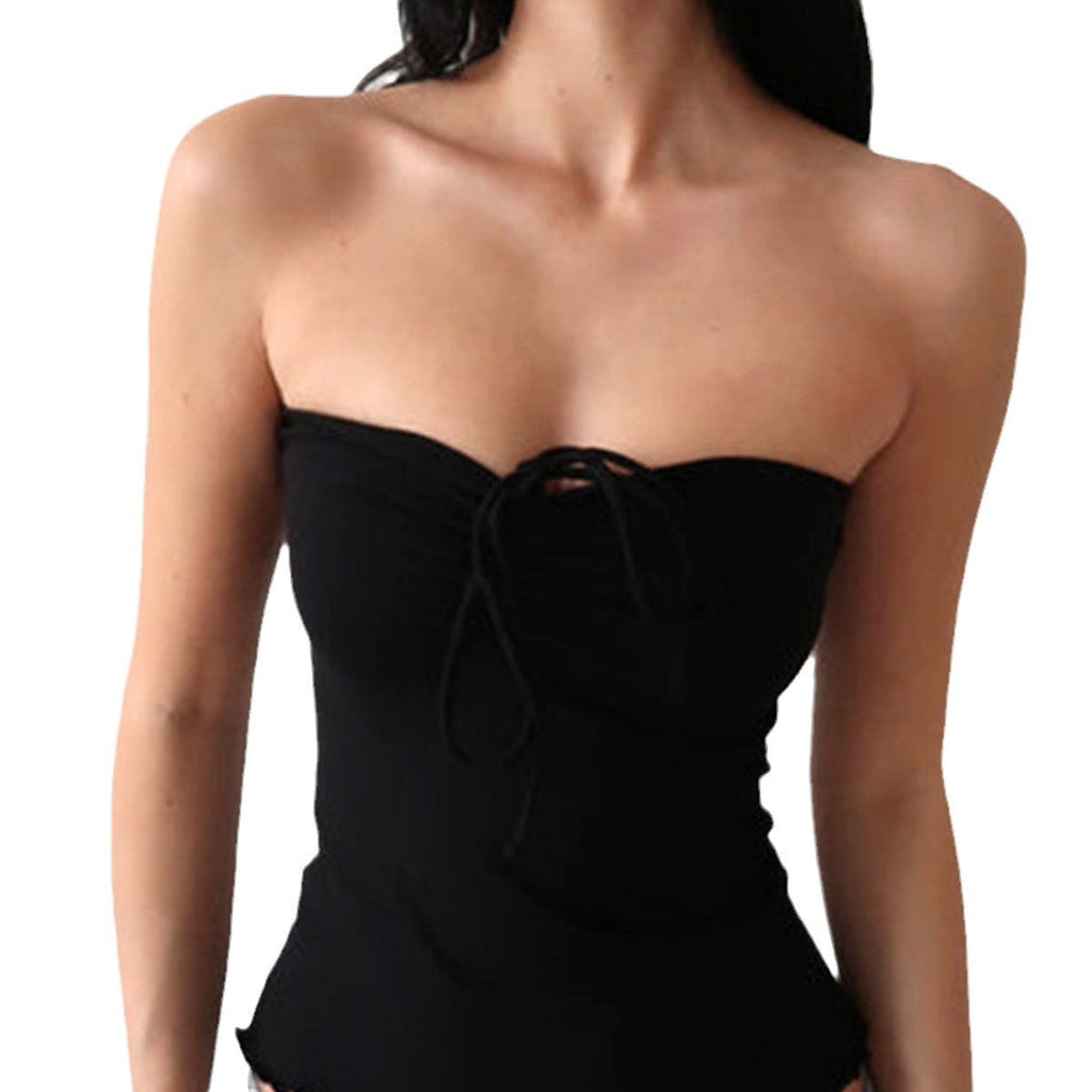 Haut bandeau pour femmes avec de délicats détails en volants et des bretelles réglables R&B