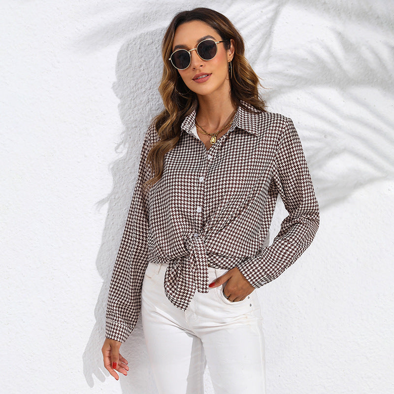 Blouse à carreaux pour femmes avec col chemise et boutonnière Echo Archiv