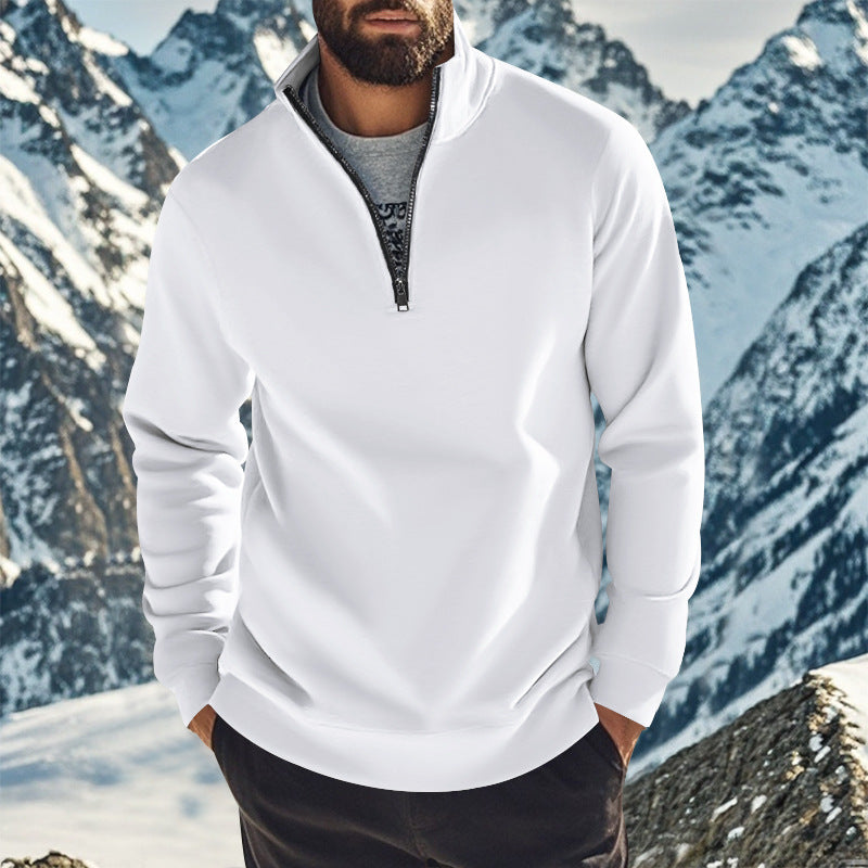Sweat-shirt homme confortable à demi-zip avec col montant, intérieur légèrement gratté et ourlet côtelé Echo Archiv
