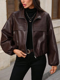 Veste en simili cuir cropped tendance pour femmes