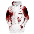 Sweat à capuche créatif pour femmes avec impression rouge sang Echoarchiv