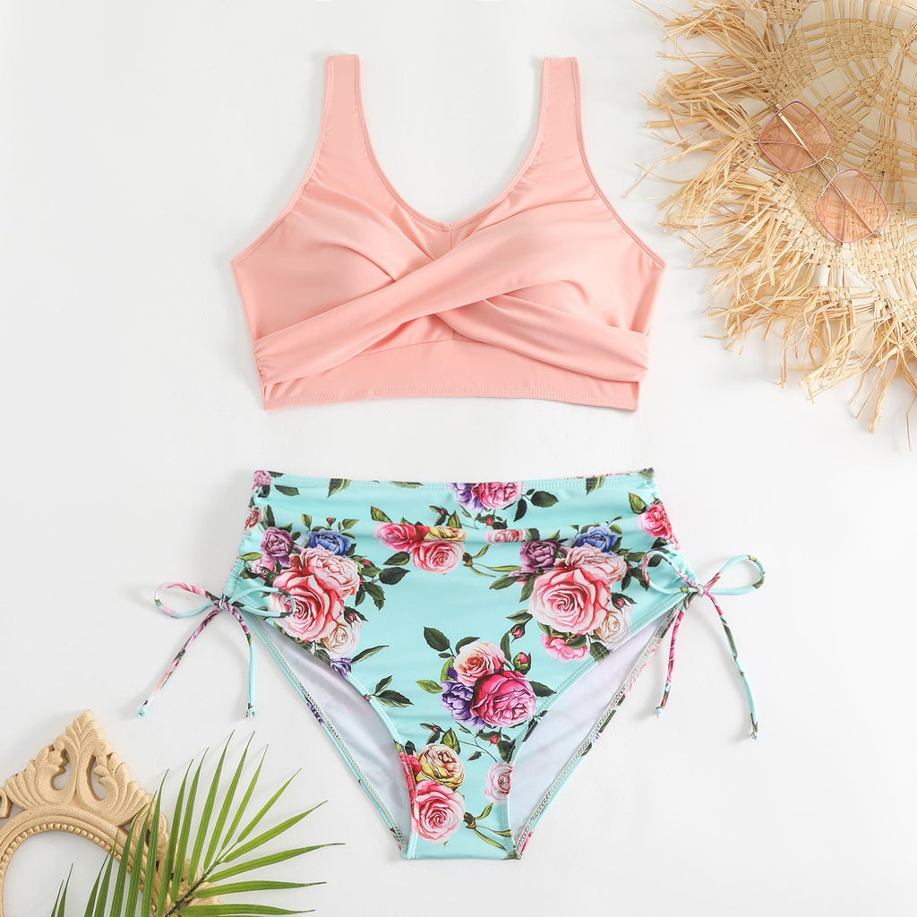 Ensemble de bikini taille haute pour femmes avec bretelles réglables R&B