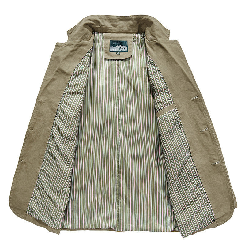 Veste en coton léger pour hommes avec col revers, doublure rayée et poches plaquées Echo Archiv