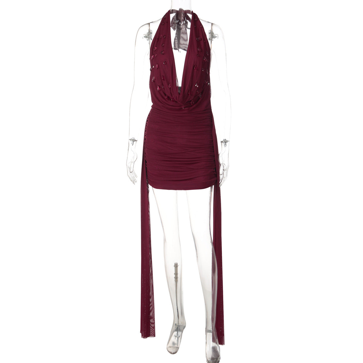 Robe Mini Femme avec Drapé Raffiné et Décolleté en V Profond - Mode Heidi