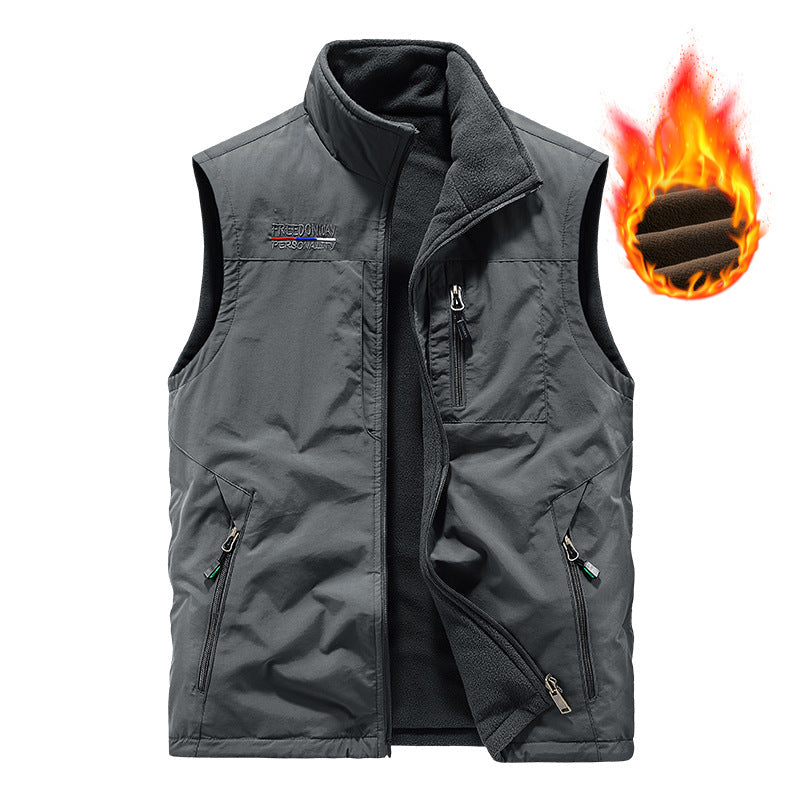 Veste thermo-extérieure matelassée pour hommes avec doublure en polaire douce, col montant et plusieurs poches zippées Echo Archiv