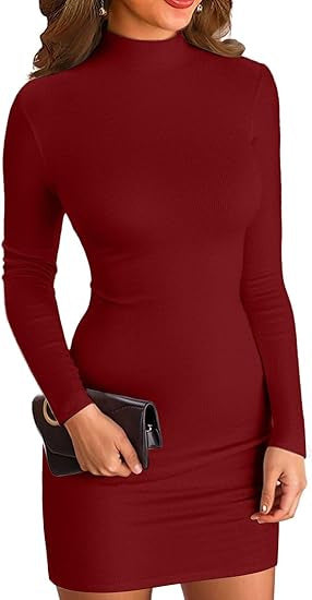 Robe mini ajustée à col roulé en jersey stretch pour femmes