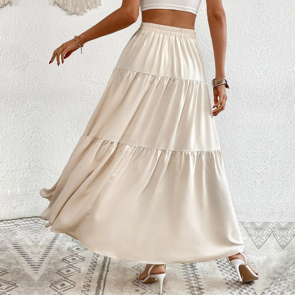 Jupe maxi à volants aérienne pour femme avec boutonnage intégral, taille haute et fente latérale
