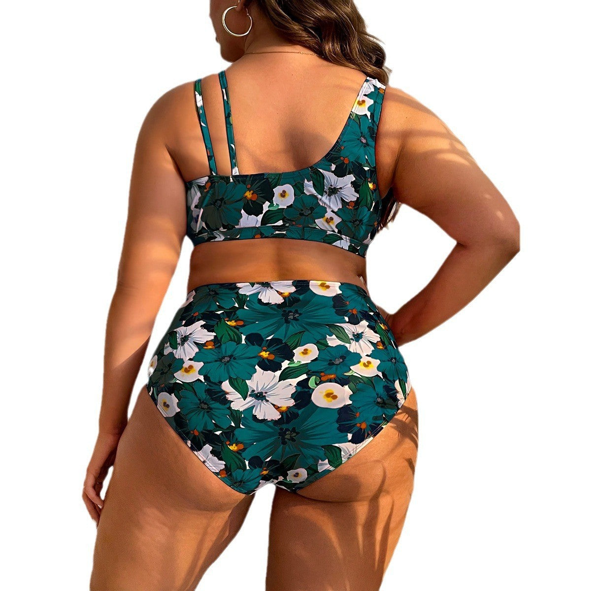 Ensemble de bikini floral taille haute pour femmes avec haut à nouer R&B