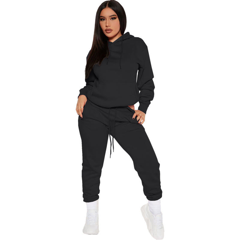 Ensemble de lounge pour femmes en deux parties avec sweat à capuche et pantalon de jogging taille haute en doux French Terry Echo Archiv