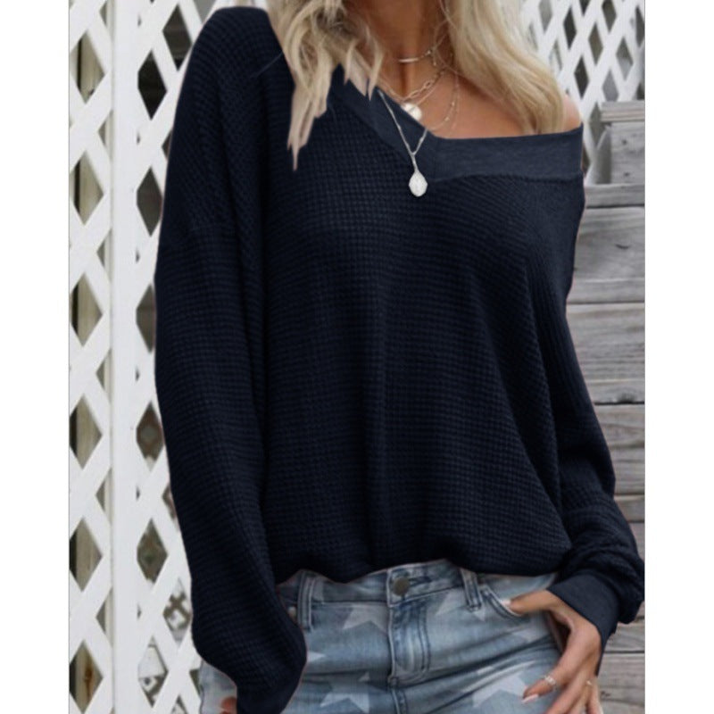 Pull en maille à motifs pour femmes avec décolleté large et coupe oversize Echo Archive