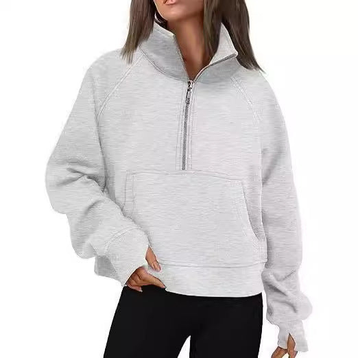 Sweatshirt oversized pour femmes avec demi-zip, poche kangourou et trous pour les pouces Echo Archiv