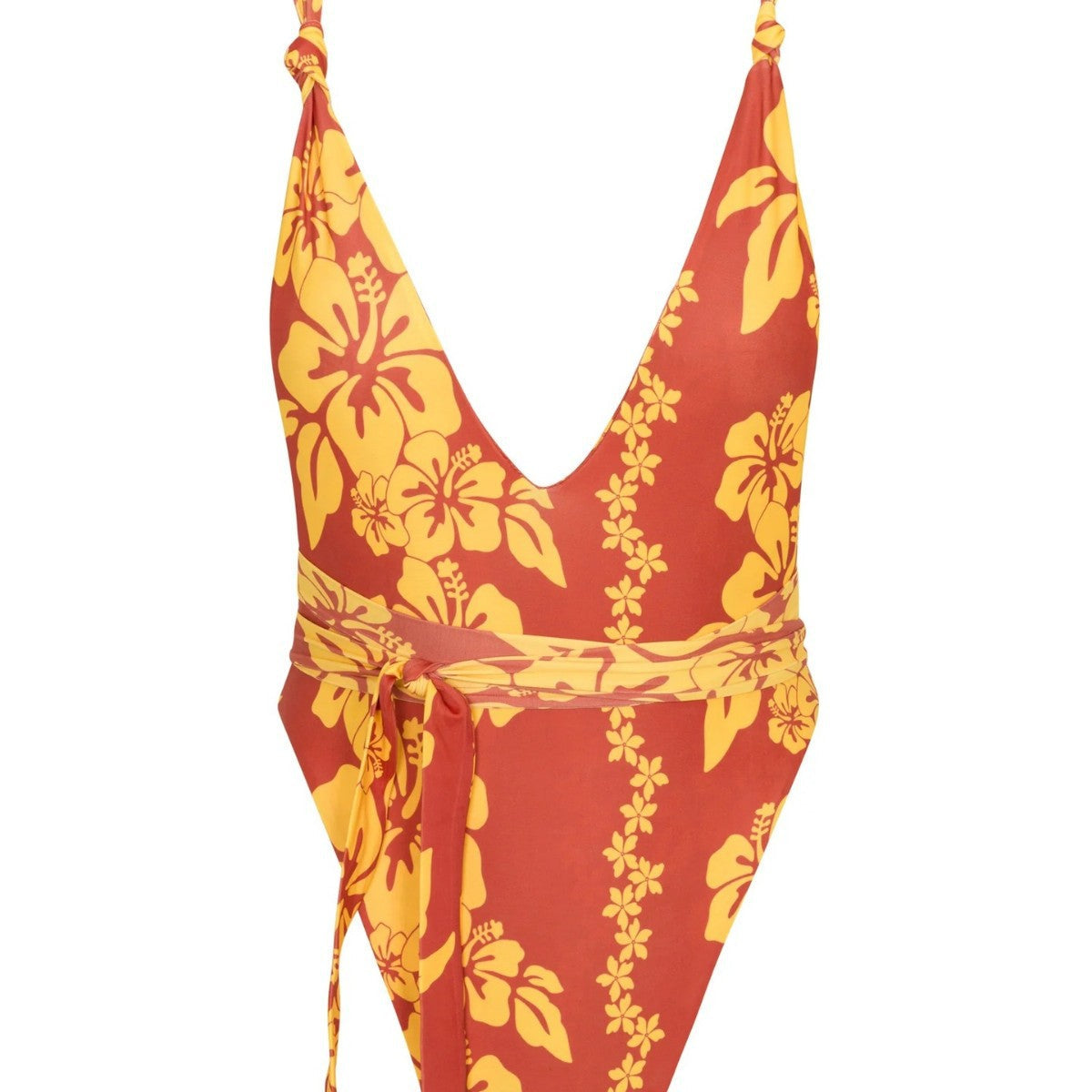 Maillot de bain une pièce pour femme avec décolleté en V profond et design floral R&B