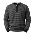 Chemise Henley à manches longues pour hommes en mélange de coton avec de fines rayures et patte de boutonnage Echoarchiv