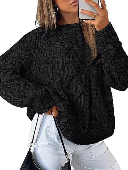 Pull oversize à motif torsadé pour femmes en tricot épais Echo Archiv