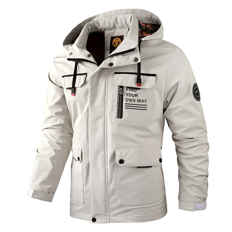 Parka imperméable pour hommes avec capuche, poches utilitaires multiples, poignets renforcés et membrane coupe-vent Echo Archiv