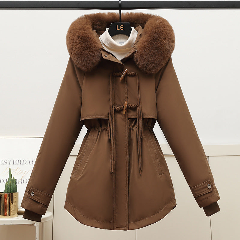 Parka fonctionnelle courte pour femmes avec cordon de serrage sculptant, col en fourrure amovible et fermeture éclair cachée Echo Archiv