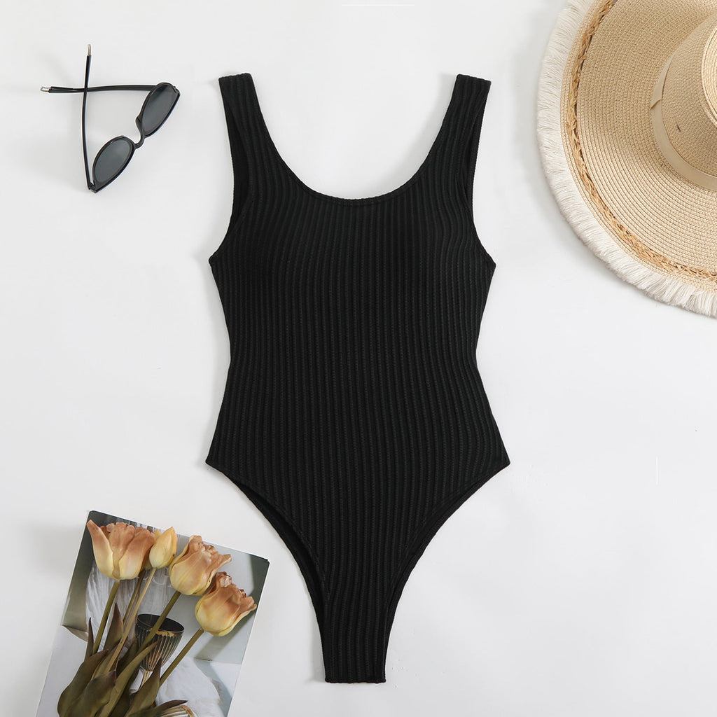 Maillot de bain pour femme à taille haute avec texture côtelée Echo Archiv