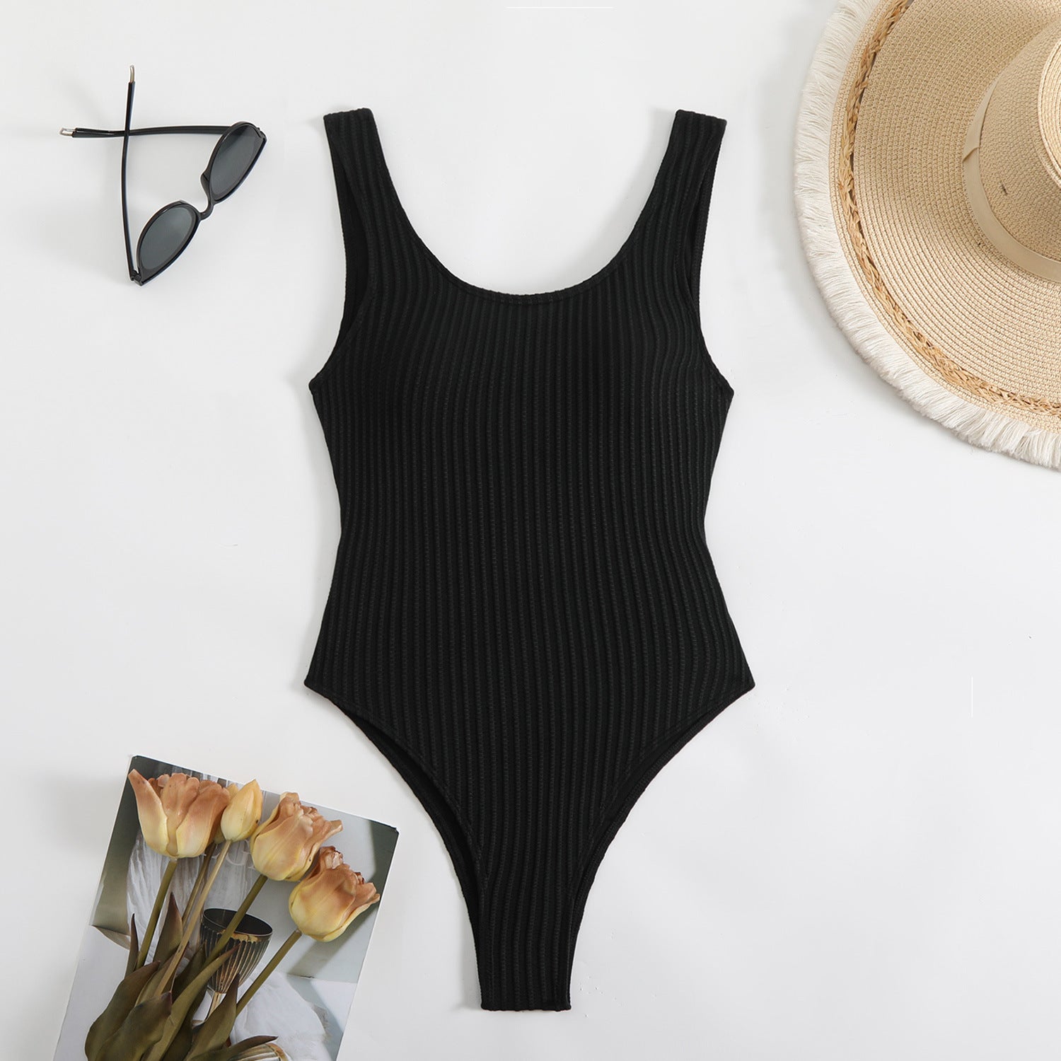 Maillot de bain pour femme à taille haute avec texture côtelée Echo Archiv