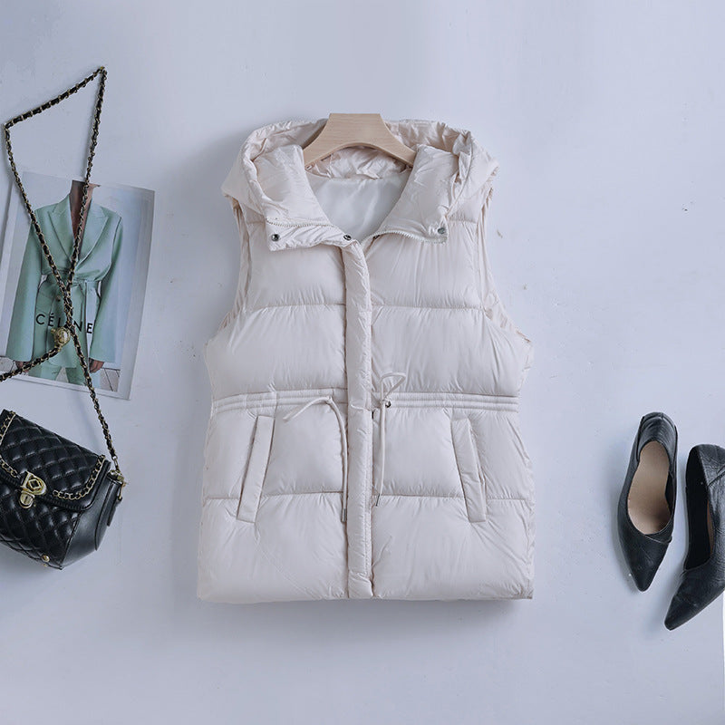 Gilet à capuche matelassé pour femmes avec cordon de taille ajustable et doublure thermique coupe-vent Echo Archiv