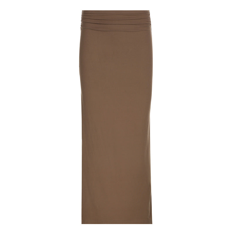 Robe maxi à manches longues pour femmes avec décolleté zippé élégant et coupe cintrée R&B