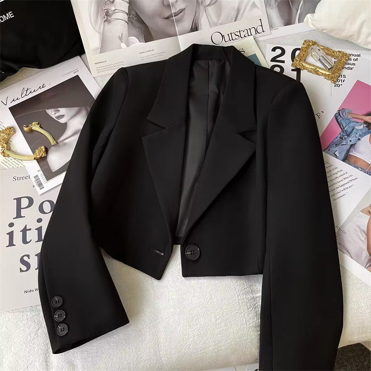 Blazer Cropped pour Femmes avec Col Châle