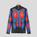 T-shirt long transparent en mesh pour hommes avec impression musculaire 3D Echoarchiv