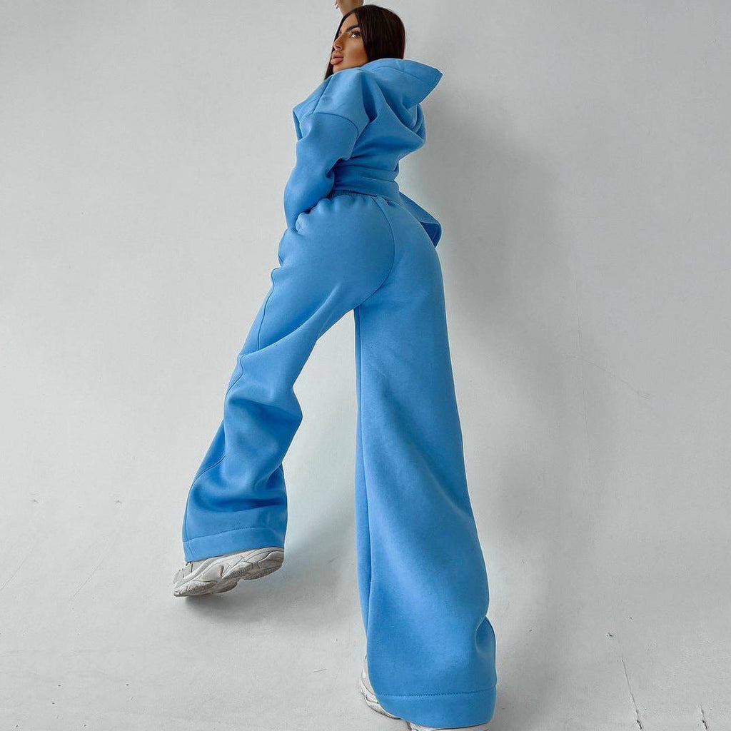 Ensemble de lounge deux pièces pour femmes avec pantalon palazzo taille haute sculptant et hoodie surdimensionné Echo Archive