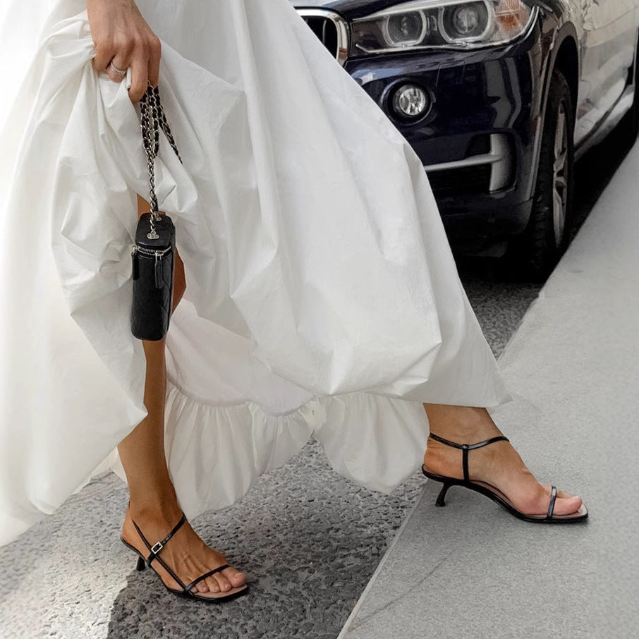 Robe maxi sans bretelles pour femmes avec fente haute élégante et jupe fluide R&B