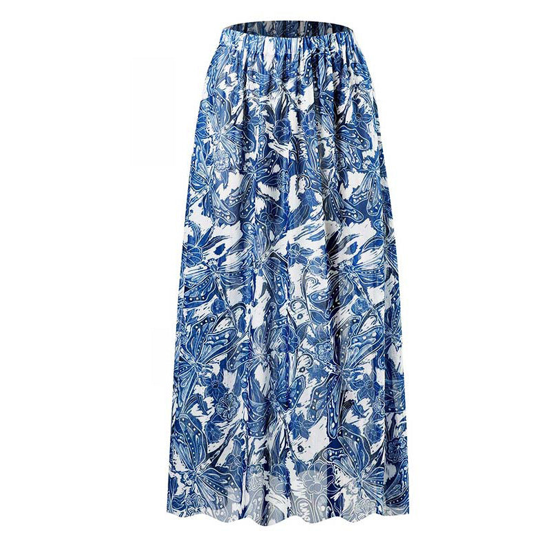 Jupe maxi femme avec motif floral et taille élastique Drune