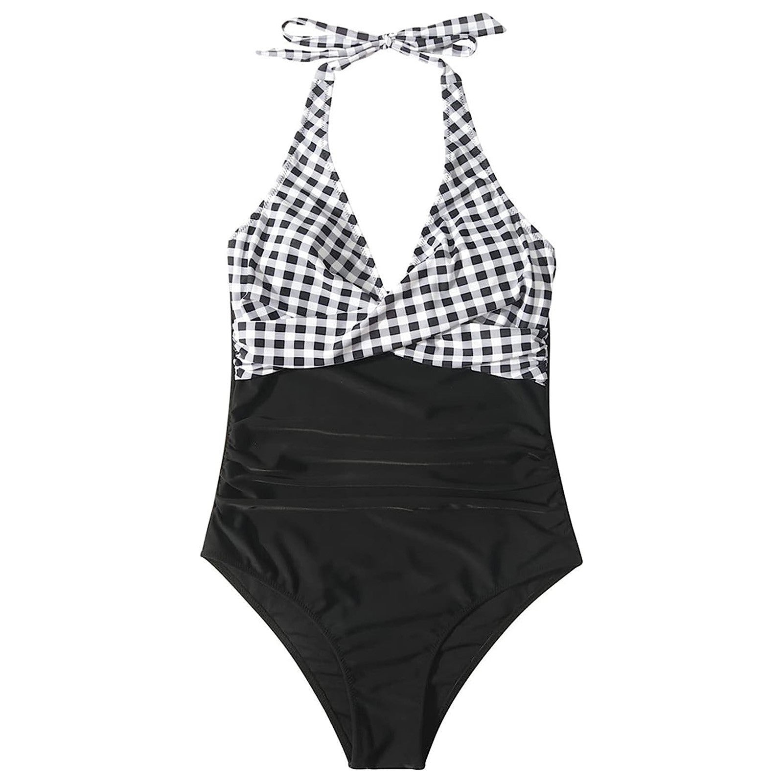 Maillot de bain une pièce femme à décolleté haut avec haut floral R&B